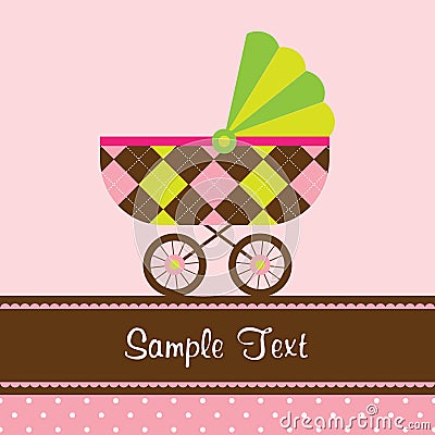 Baby Stroller Card Vector Illustration