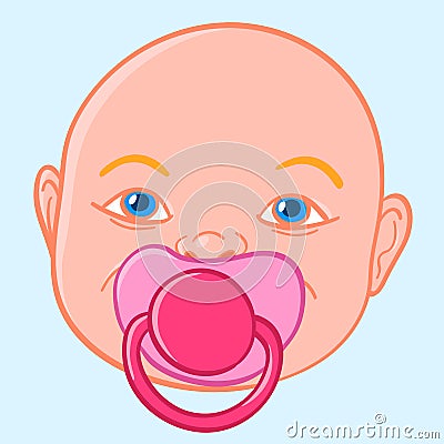 Baby sucking a pacifier Vector Illustration