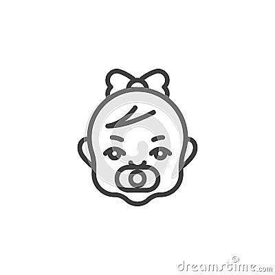 Baby sucking a pacifier line icon Vector Illustration