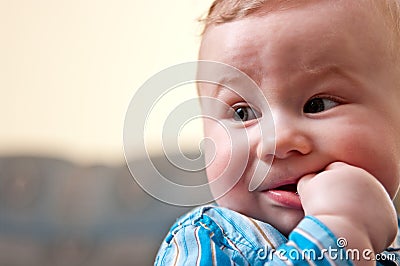 Baby sucking thumb Stock Photo