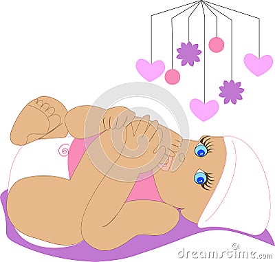 Baby Sucking Toe 3 Vector Illustration