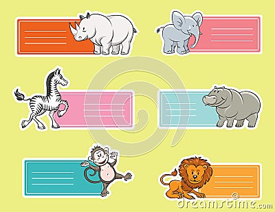 Baby tags with wild animals Vector Illustration