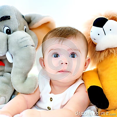 Baby and teddy Stock Photo