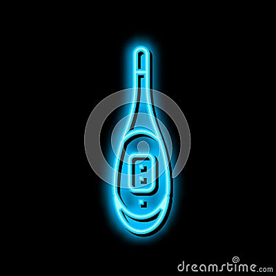 baby thermometer for infants neon glow icon illustration Vector Illustration