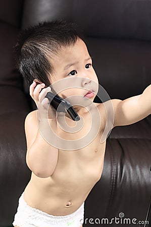 Baby thinking what to talk Stock Photo