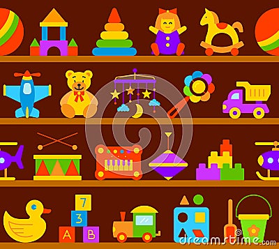 Baby toy vector kid play seamless pattern backdrop Vector Illustration