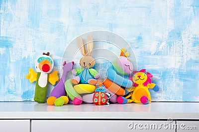 Set of colorful Kids toys frame. Copy space for text Stock Photo