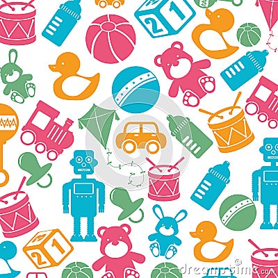 Baby toys pattern background Vector Illustration