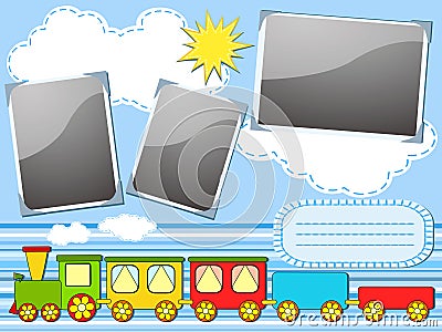 Baby train. Children's album page. Vector Illustration