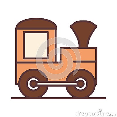 Baby train wagon toy, object newborn template line and fill design icon Vector Illustration