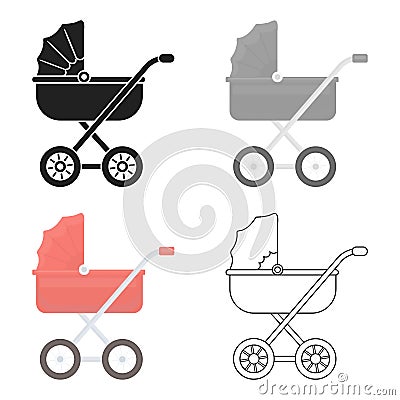 Baby transport icon in cartoon style on white background. Pregnancy symbol stock vector illustration. Vector Illustration