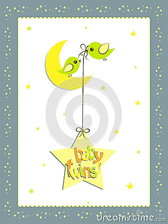 Baby twins card design Vector Illustration