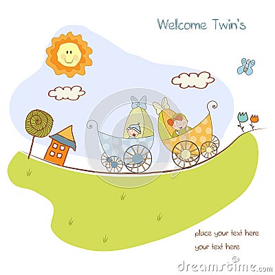 baby twins shower announcement Stock Photo