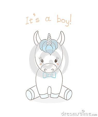 Baby unicorn boy Vector Illustration