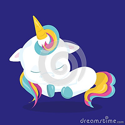 Baby Unicorn Closed eyes Lies 06 Vector Illustration