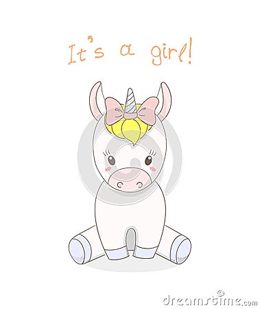 Baby unicorn girl Vector Illustration