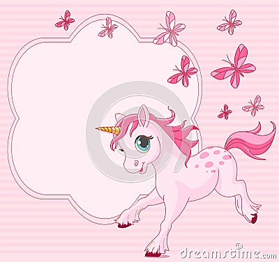 Baby unicorn place card Vector Illustration