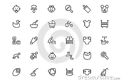 Baby Vector Line Icons 2 Stock Photo