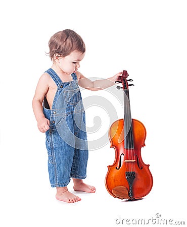 Baby and violin Stock Photo