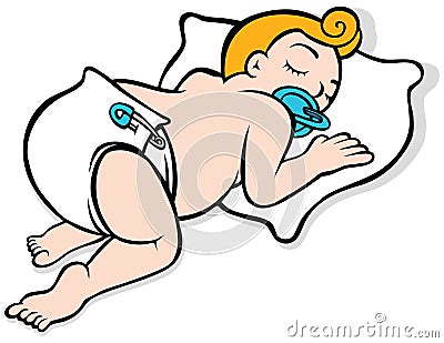 Baby Wearing Cloth Diaper Vector Illustration