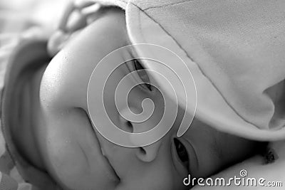 Baby with wet hair Stock Photo