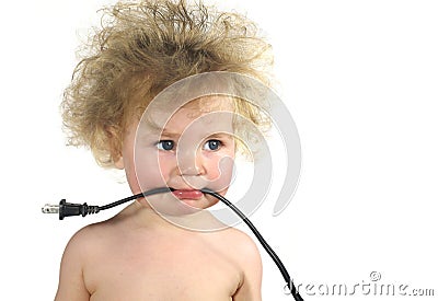 Baby is wired Stock Photo