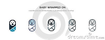 Baby wrapped on swaddling clothes icon in different style vector illustration. two colored and black baby wrapped on swaddling Vector Illustration