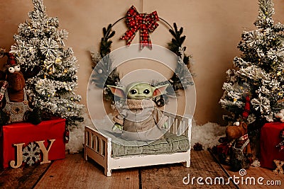 Baby Yoda - Christmas photosession Editorial Stock Photo