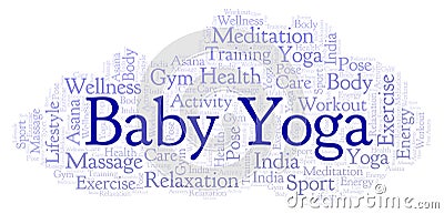 Baby Yoga word cloud. Stock Photo