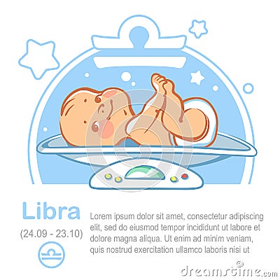 Baby zodiac libra Vector Illustration