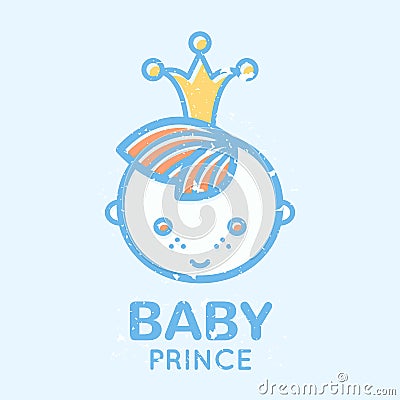 Babyish emblem with cute little boy Vector Illustration