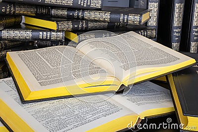 Babylonian Talmud is open about status. Stock Photo