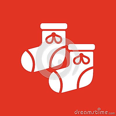 Babys bootees icon. design. Socks, sox, Babys bootees symbol. web. graphic. AI. app. logo. object. flat. image. sign Vector Illustration