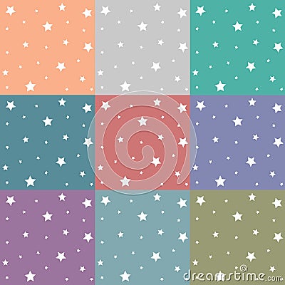 Set of background patterns. Colorful vector stars patterns. Vector Illustration