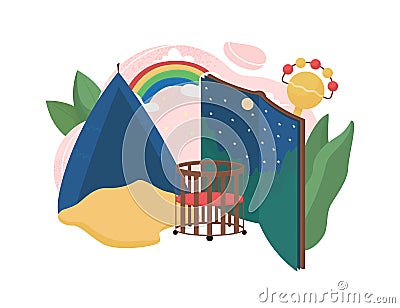 Babysitter flat concept vector illustration Vector Illustration