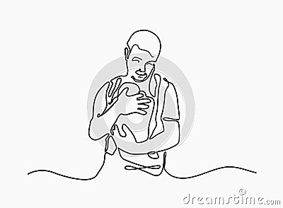 Babywearing father concept Vector Illustration
