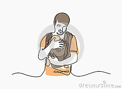 Babywearing father concept Vector Illustration