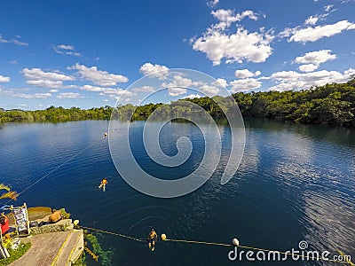 Bacalar Mexico Cenote Landscape Editorial Stock Photo