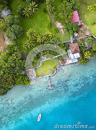 BACALAR, MEXICO, 04 OCTOBER 2017: aerial view to the shore with Editorial Stock Photo