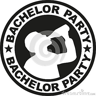 Bachelor party badge with drinking man Vector Illustration