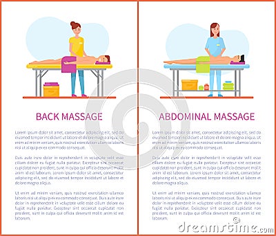 Back and Abdominal Care Massage Posters Vector Vector Illustration