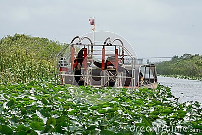 Back of an airboat in Everglades National Park, South Florida Editorial Stock Photo