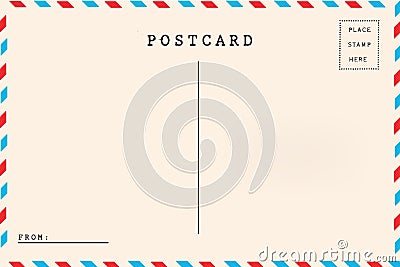 Back of airmail blank postcard. Stock Photo