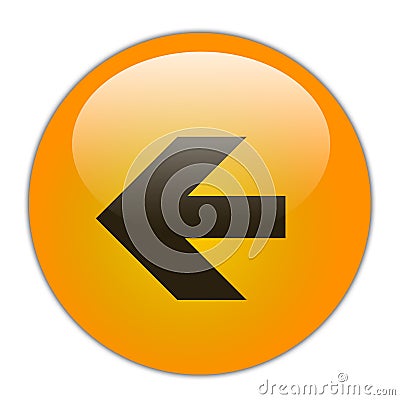 Back arrow on orange round crystal gradient button Stock Photo