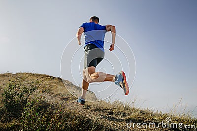 back athlete runner run mountain trail Stock Photo