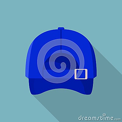 Back of blue baseball cap icon, flat style Vector Illustration