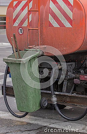 Back of cleaning truck Stock Photo