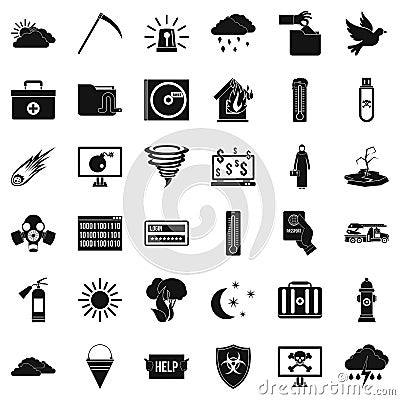 Back country icons set, simple style Vector Illustration