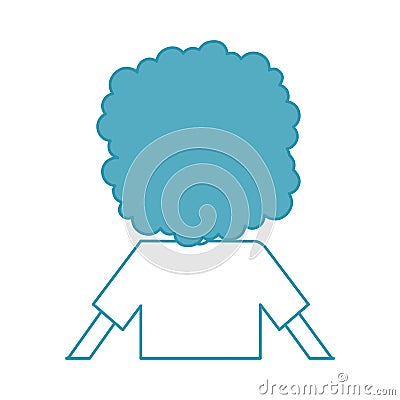 Back Curly haired boy character Vector Illustration