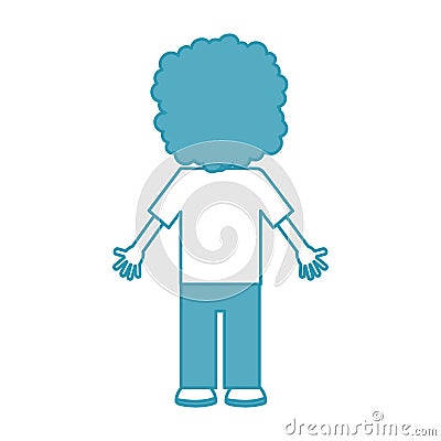 Back Curly haired boy character Vector Illustration